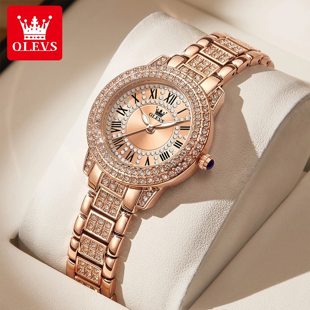 Luxury Watch Logo - Olevs 9943 luxo todo diamante original