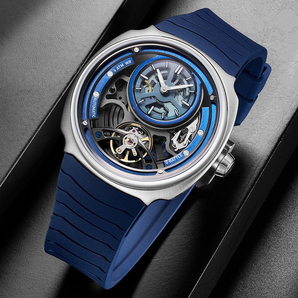 Luxury Watch Hublot - Relógio Mecânico Esqueleto com Mostrador Grande