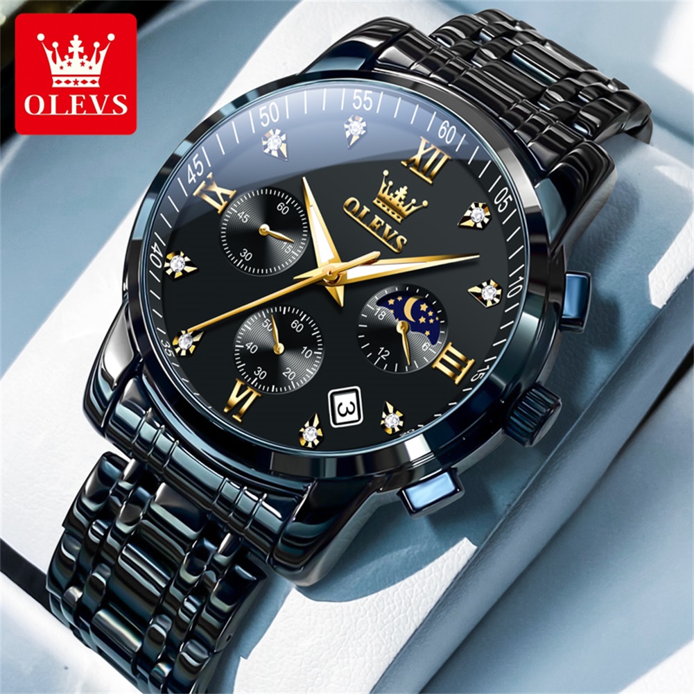 Luxury Watch Logo - Olevs relógios masculinos populares de aço