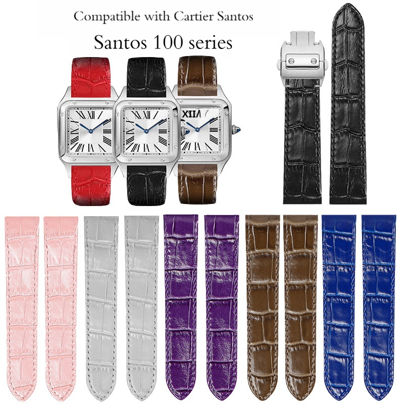 Luxury Watch Cartier - Pulseira de couro genuíno de 20