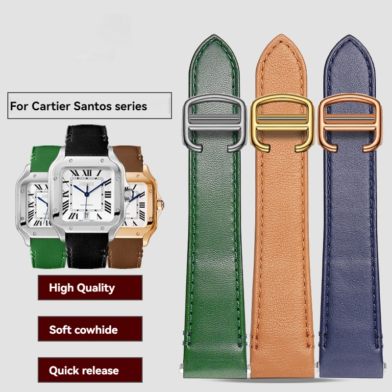 Luxury Watch Cartier - Pulseira de couro para cartier santos,