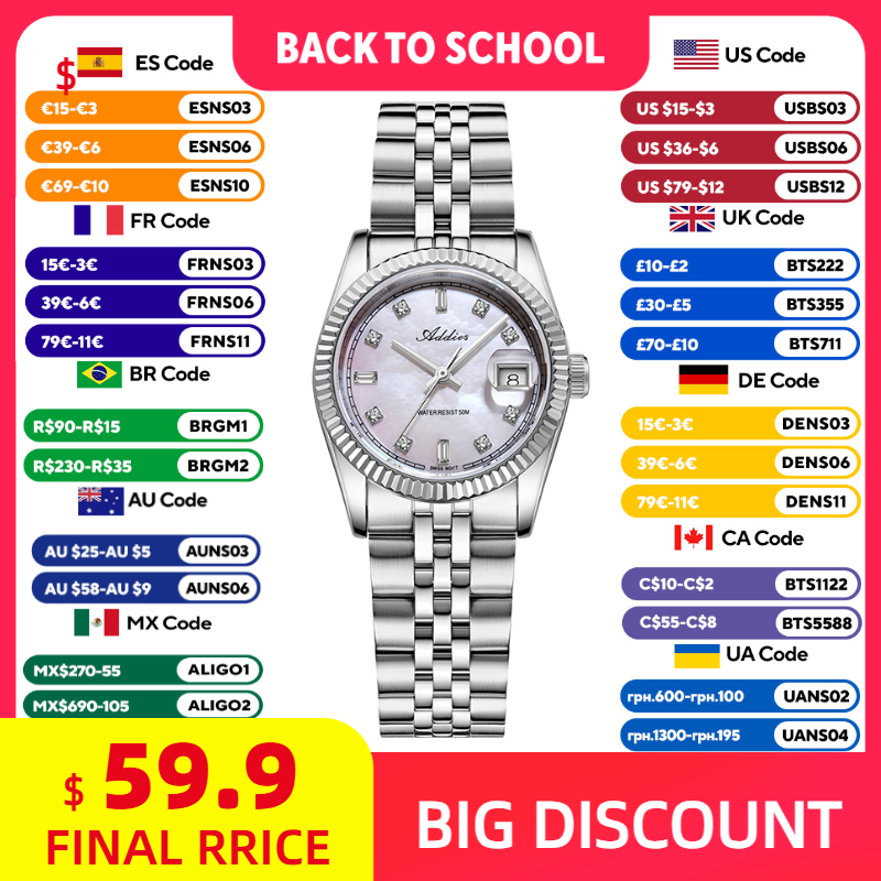Luxury Women'S Watch - ADDIES 585 Relógios femininos de quartzo,