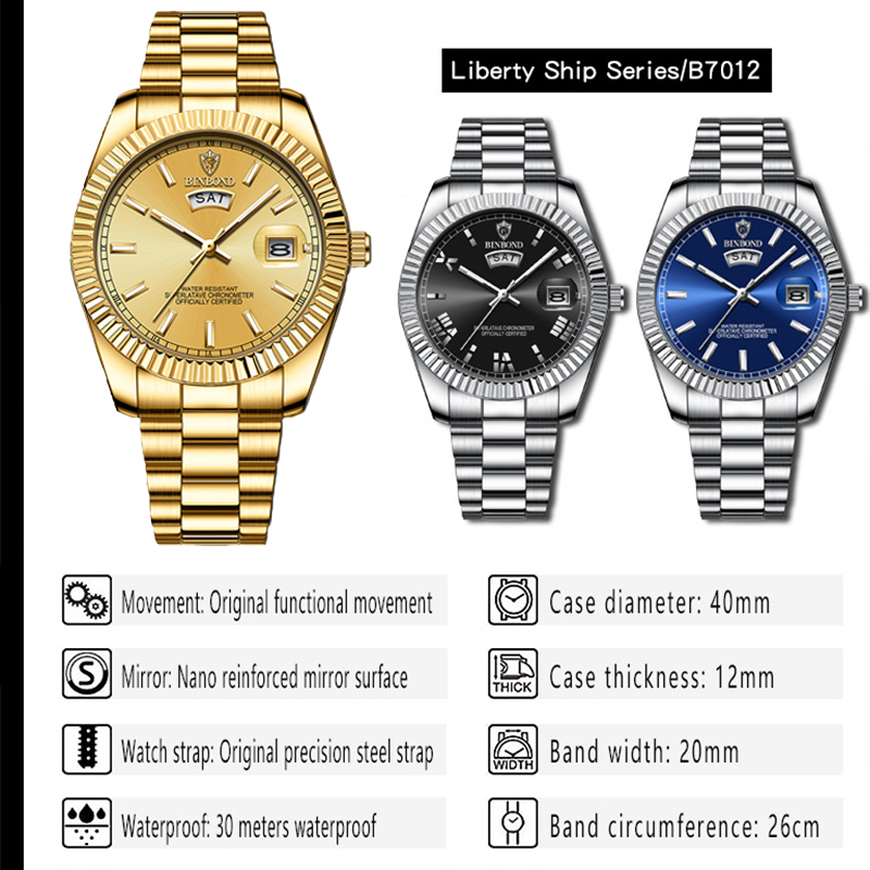 Binbond b7012 moda masculina n - Luxury Watch Cartier avaliação e preço