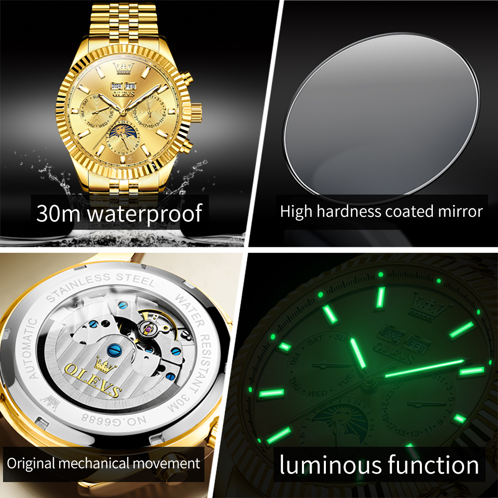 Relógio Automático OLEVS 6688  - Luxury Watch Hd avaliação e preço