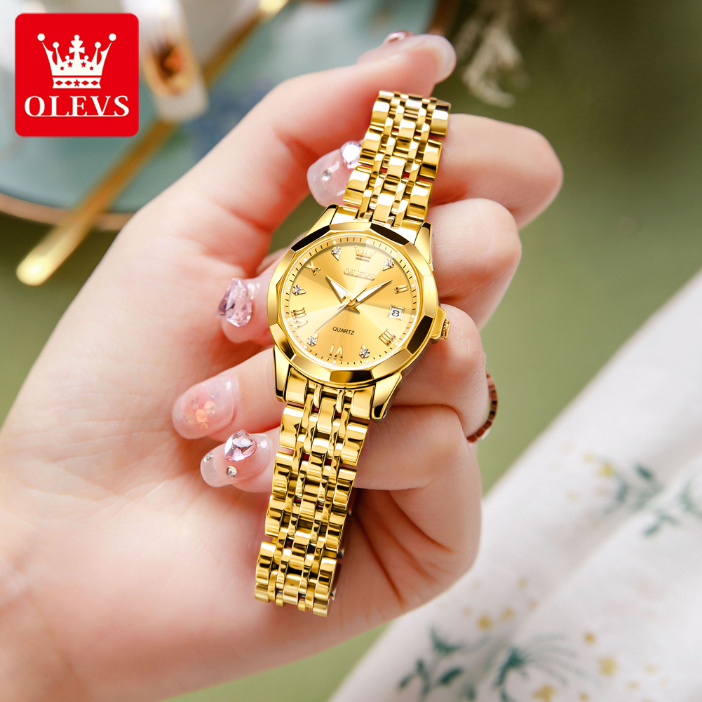 Olevs moda relógio dourado par - Luxury Watch Logo avaliação e preço